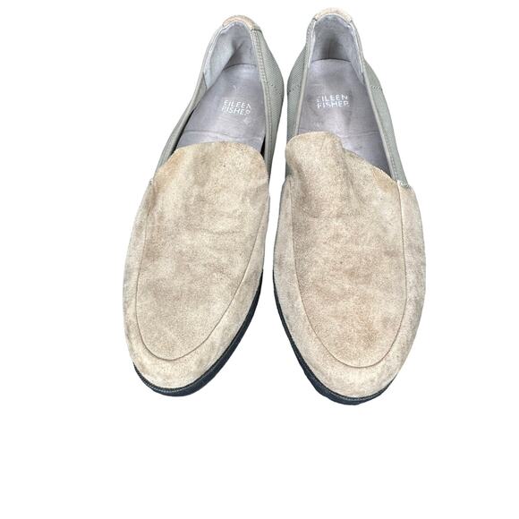 Eileen Fisher Tan Dell Mesh Suede Platform Loafers Size 8 1/2 Work Office - Picture 3 of 10